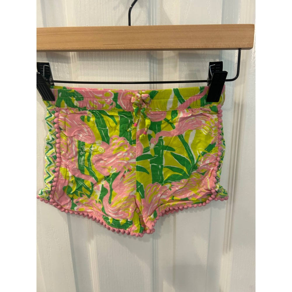 Lilly‎ Pulitzer for Target Shorts Pink Green Flamingo Pom Pom Trim Summer 5T
